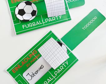 Plantilla de tarjeta de invitación de fútbol en PDF para imprimir, manualidad para fiesta de fútbol o cumpleaños infantil de fútbol