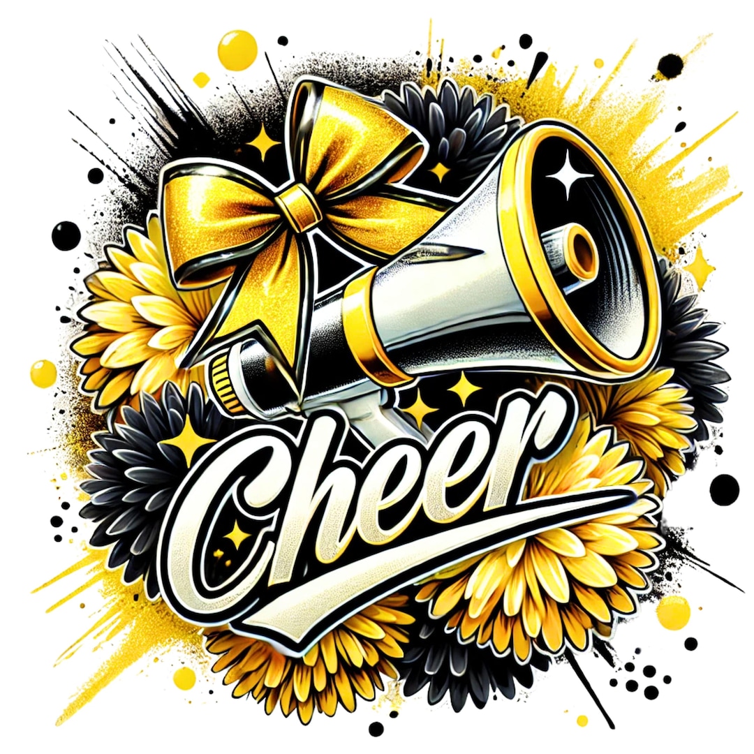 Yellow Cheer Pattern Yellow Bow Megaphone Clipart – Cheer Design (instant Download) - Etsy