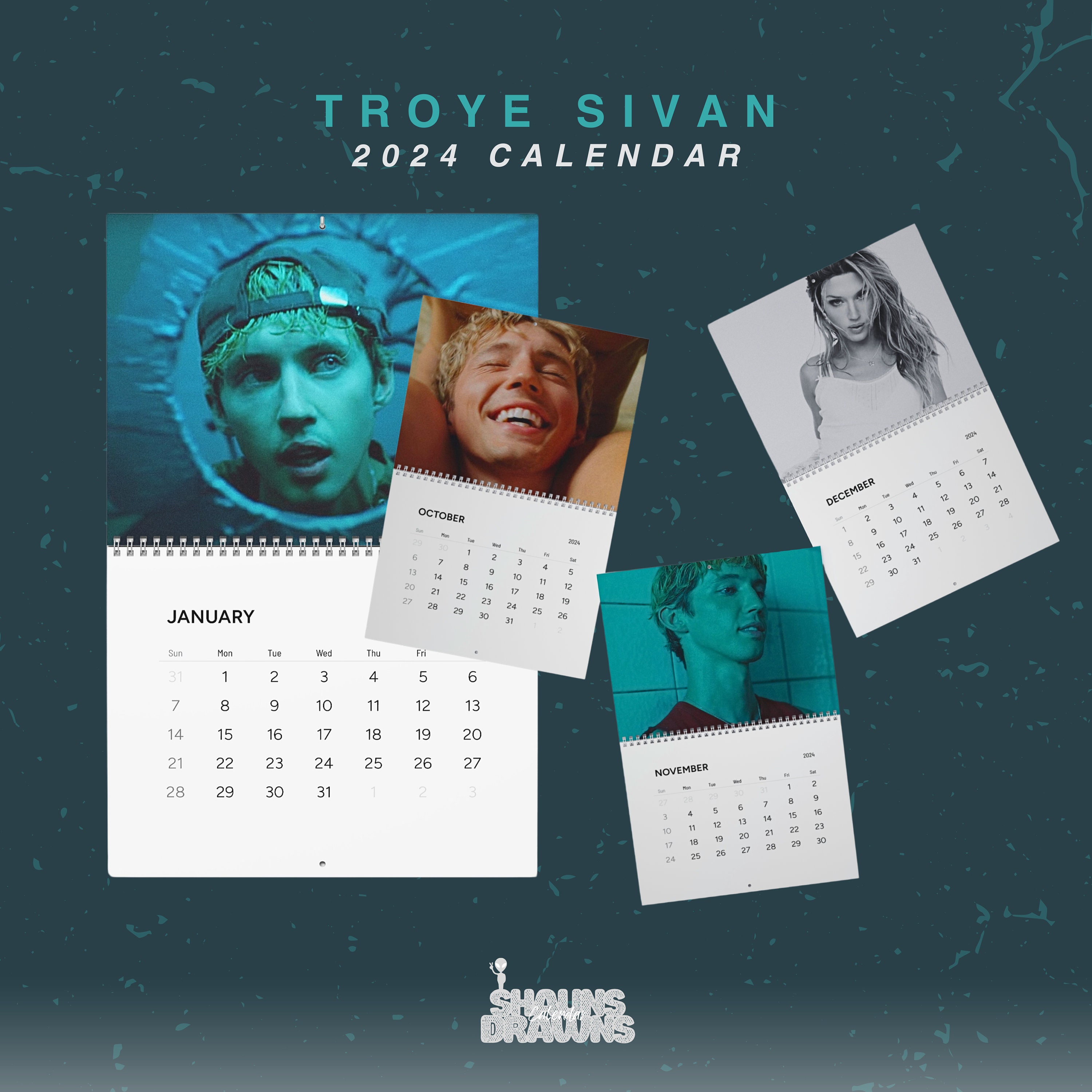 Troye Sivan 2024 Calendar Pop Music Singer, LGBTQ, Blue Neighbourhood