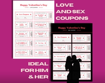 Love and Sex Coupons | 25+ Naughty & Nice Coupons | Sexy Coupons for Couples | Kinky Valentines Gift for Him or Her | Adult Love Coupon Gift