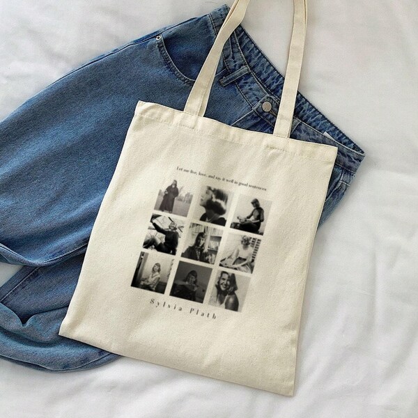 Sylvia Plath Tote Bag | Gift for Poetry Lovers | Tote Bag for Poets, Writers | The Bell Jar Print | Gift for Writers | Sylvia Plath Quote