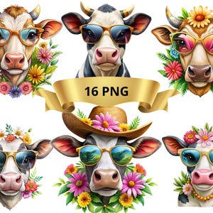 Cow with sunglasses clipart, Cow with glasses, Cute cow clipart, Cartoon cow, Funny cow 15 png