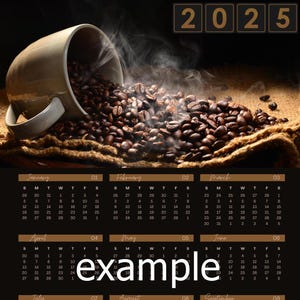 Black Coffee Lover Calendar 2025: Stylish Vertical Design (Digital Download)