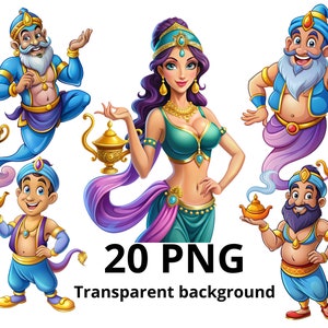 Aladdin genie set 20 PNG, Genie clipart, Mystical clipart, Genie lamp, Fantasy clipart, Genie Sublimation, Blue Genie, Instant download