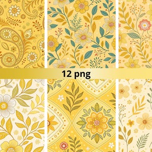 Yellow seamless pattern, Yellow digital paper, Seamless digital paper, Yellow scrapbook paper, Digital background pattern 12 png