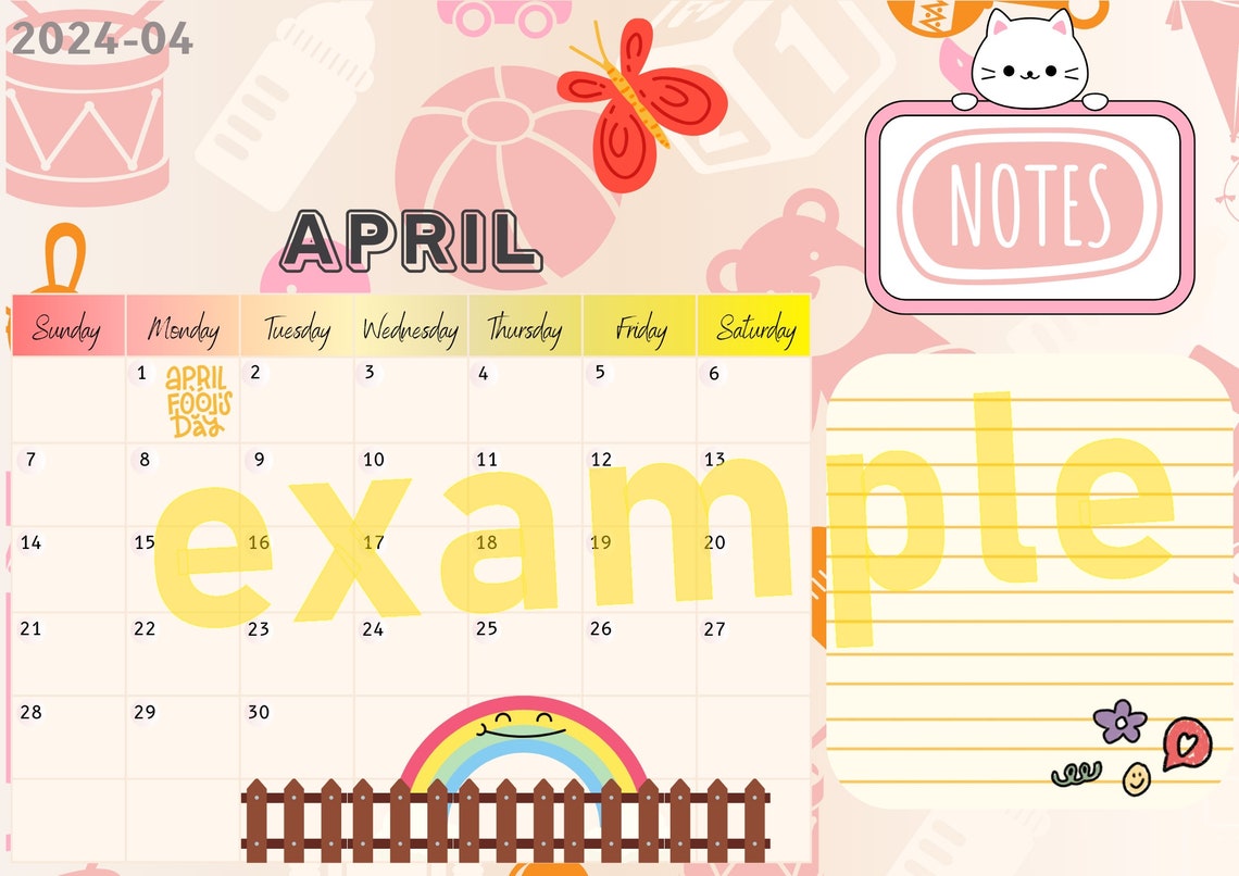 Calendar 2024 Printable Children S Calendar Calendar With Notes Calendar 2024 Printable Children S Calendar Calendar With Notes