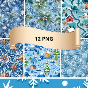 Snow digital paper, Snow backdrop, Winter seamless, Winter patterns, Christmas digital paper set 10 png, Christmas seamless pattern