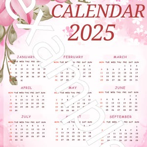 Flower calendar 2025. Big calendar digital.  Calendar with flowers. Calendar for women. Аcrylic wall calendar. Poster calendar