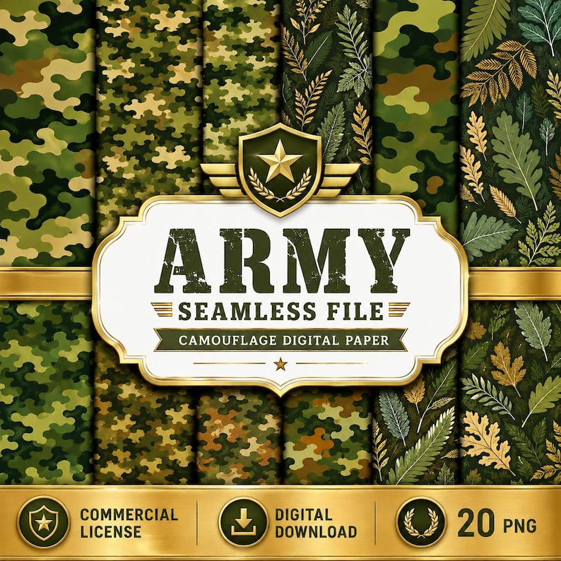 Army Seamless File | Camouflage Digital Paper Pack | Military Pattern ...