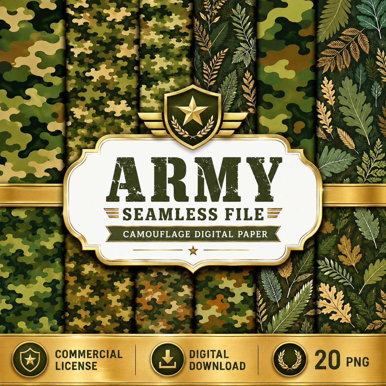 Army Seamless File | Camouflage Digital Paper Pack | Military Pattern ...