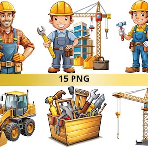 Bauunternehmen Clipart, Bauarbeiter, Baufahrzeug, Baustelle, Traktor Clipart, Gebäude Clipart 15 PNG