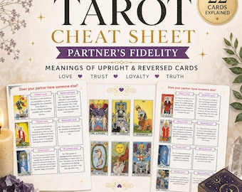 Tarot Cheat Sheet Partner Fidelity, Upright & Reversed Meanings, Love Reading Guide,  Instant Download