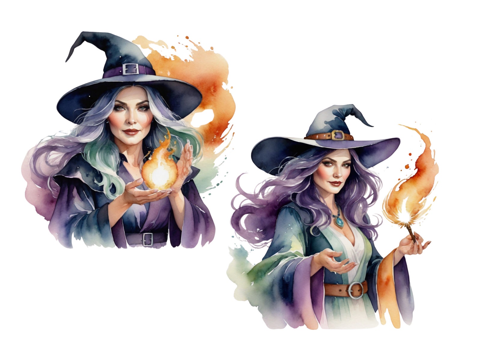 Witch SVG, Witch Clipart, Mystical SVG, Watercolor Witch, Witchcraft ...