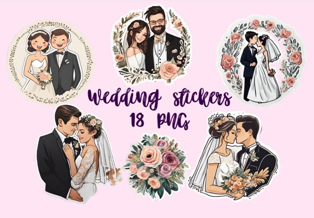 Wedding Stickers. Round Wedding Stickers. Printable Wedding Stickers ...