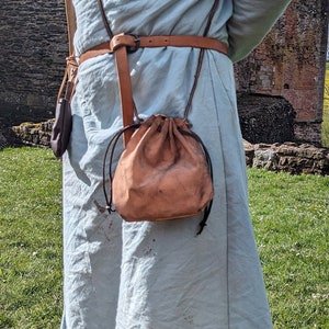 Pochette médiévale à cordon double, normande du 13e siècle pour reconstitution / GN / Cosplay