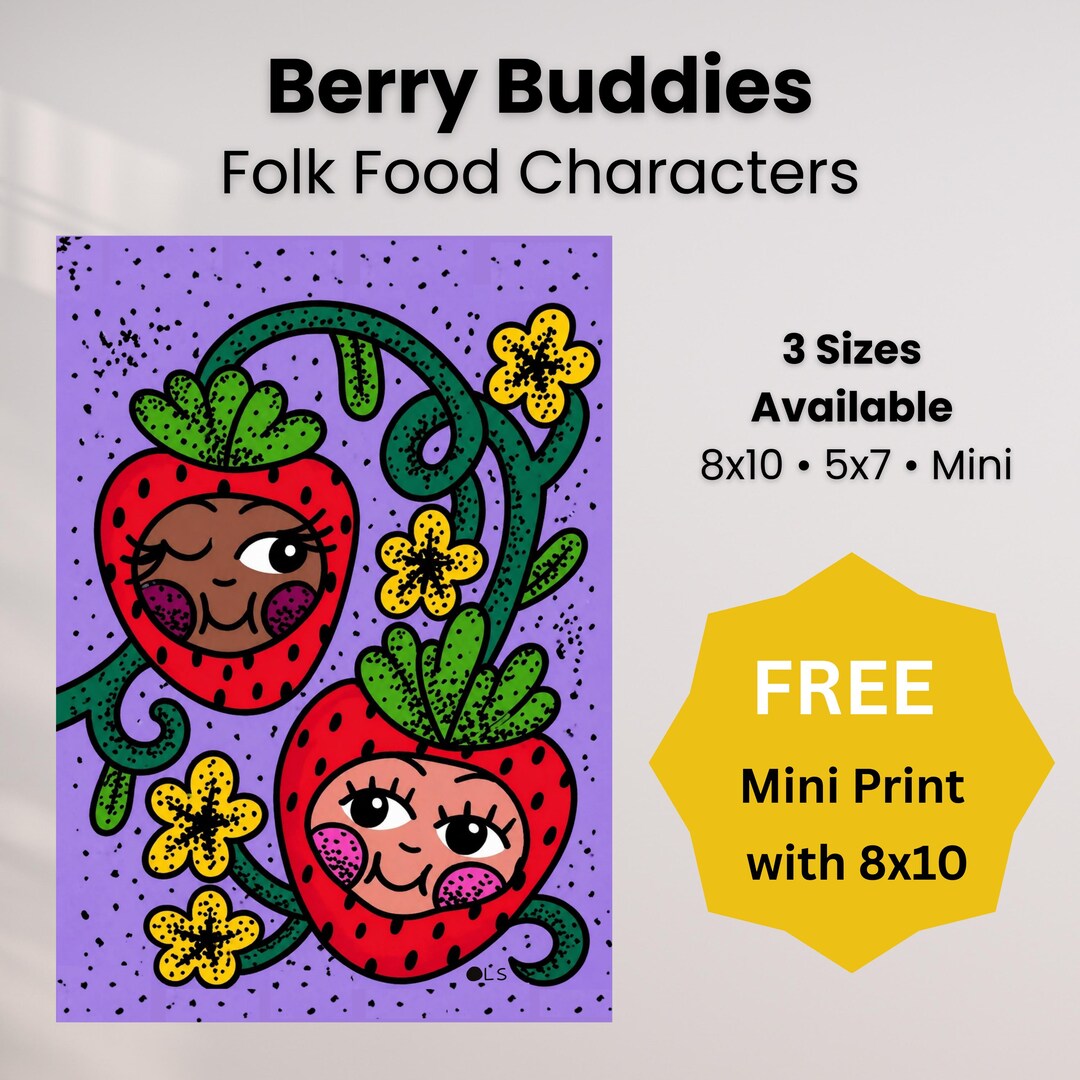 Random Berry Artist Berry Buddies Art Print | Cute Strawberry Illustration | Whimsical ...