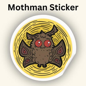 Mothman Sticker | Cryptid Vinyl Sticker | Cute Mothman Decal | Waterproof Laptop Sticker | Gothic Folk Art | 3 Inch Sticker
