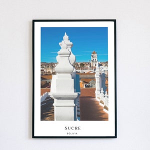 Sucre Bolivia Print Poster Digital Download, wall Art Decor - Unique South America Cityscape Print