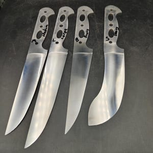 Hardened Kitchen Knife Blank Set, 4 pcs Full Flat Butcher Blades, Stainless Steel Skinning Boning Knife Maker Supplies Breaking Knife Custom Making Steel Craft Supply