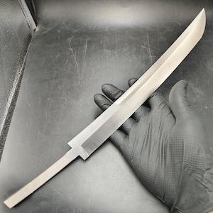 Japanese Hidden Tang Wakizashi Blade, Long Tanto Knife Blank, N690 Steel False Edge Knife Maker Supplies