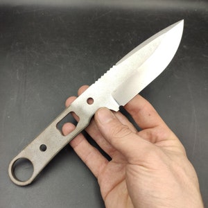Finger Hole Blade, N690 Outdoor Knife Blank, Knife Maker Supplies, N114 or Elmax E10