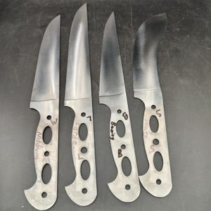 Hardened Kitchen Knife Blank Set, 4 pcs Full Flat Butcher Blades, Stainless Steel Skinning Boning Knife Maker Supplies Breaking Knife Custom Making Steel Craft Supply