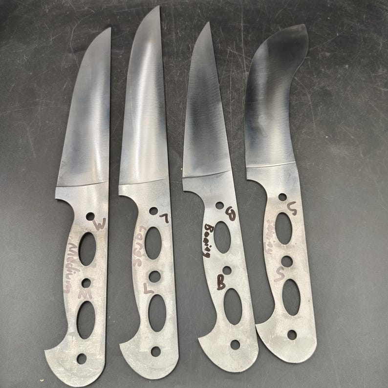 Hardened Kitchen Knife Blank Set, 4 pcs Full Flat Butcher Blades, Stainless Steel Skinning Boning Knife Maker Supplies Breaking Knife Custom Making Steel Craft Supply