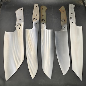 Full Tang Kitchen Blades, Hardened Chef Knife Making Blank, Stainless Almazan Kiritsuke Gyuto Santoku options, knife maker supplies