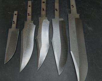 Stonewashed bowie-mes, blanco, gehard D2 (K110) staal met verborgen tang, benodigdheden voor het maken van messen