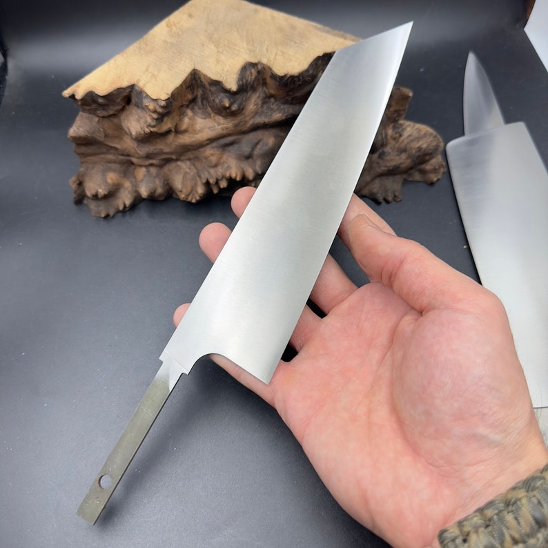 Japanese Chef Knife Making Blank, Heat Treated Full Flat Hidden Tang Kitchen Knife Blade, Stainless Gyuto Santoku Kiritsuke Nakiri Yanagiba