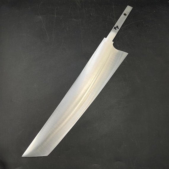 Tanto Chef Blade KC11, Japanese Kitchen Knife Making Blank, Stainless Steel Hardened Full Flat Grind Sharpened knife maker supplies
