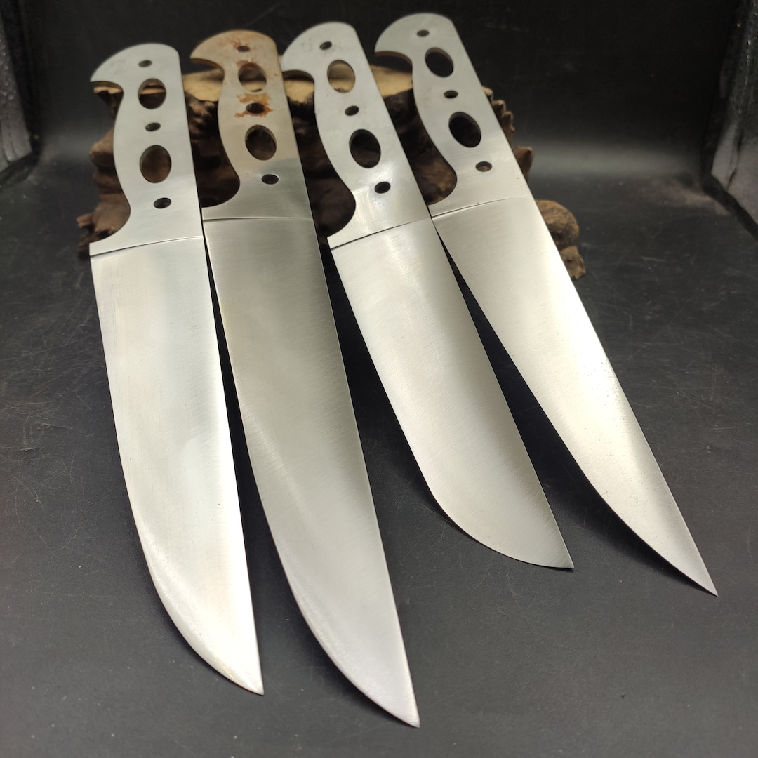 Kitchen Knife Blank Set, 4 Piece Full Flat Butcher Blades, Skinning Boning Knife Maker Supplies