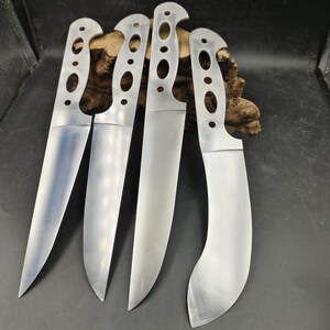 Hardened Kitchen Knife Blank Set, 4 pcs Full Flat Butcher Blades, Stainless Steel Skinning Boning Knife Maker Supplies Breaking Knife Custom Making Steel Craft Supply