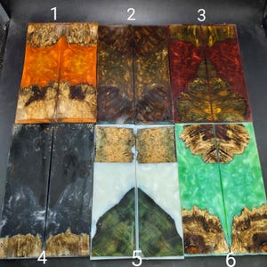 Rare Stabilized Wood Burl and Resin Hybrid Knife Scales, Bookmatched Knife Handle Making Material, Gift for Knife Makers