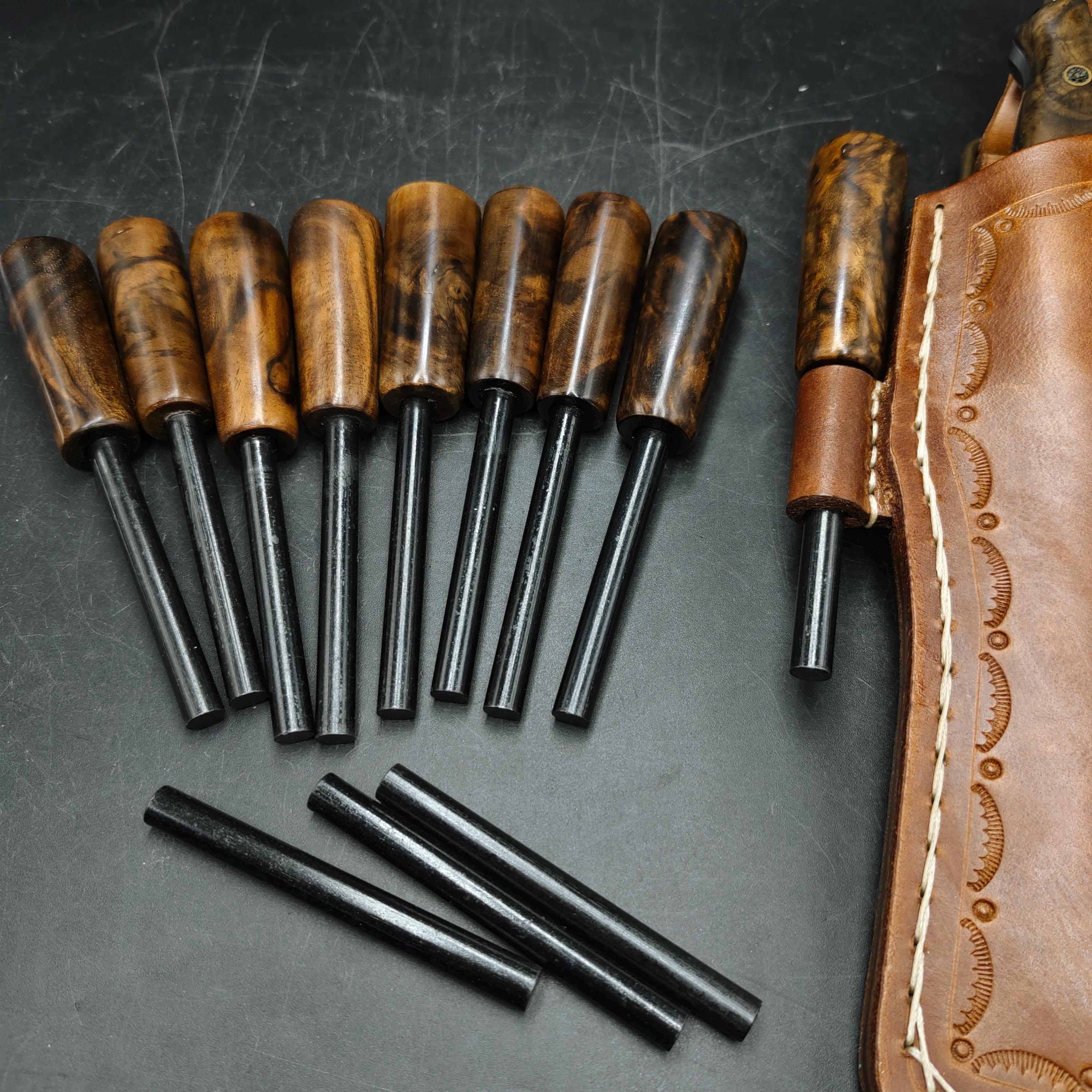 Ferro Rod Blank or Walnut Handle Fire Starter, Knife Maker Supplies 8x80 mm Bushcraft Survival Flint Stick