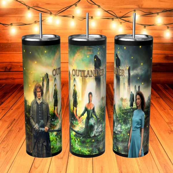 20oz Skinny Straight Golden Love Outlander Sublimation Tumbler Design Wrap