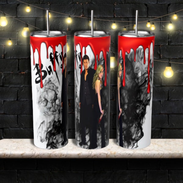 20oz Skinny Straight Vampire's Bloody Love Tumbler Design