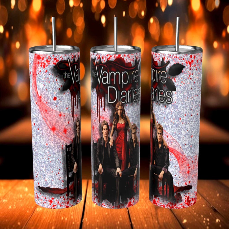 20oz Skinny Straight Vampire Love Sublimation Tumbler Design Wrap zdjęcie 1