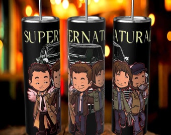 20oz Skinny Straight Supernatural Kids Funny Tumbler Design Wrap