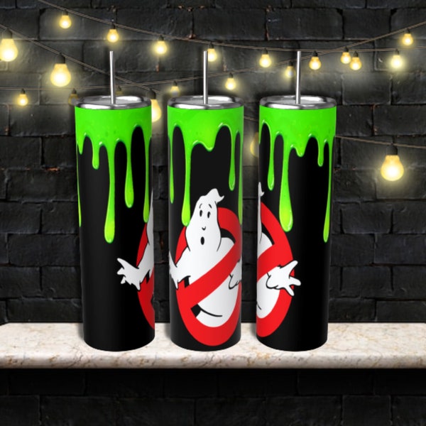 20oz Skinny Straight Ghost Sublimation Busters Tumbler Design Wrap Toxic Goo