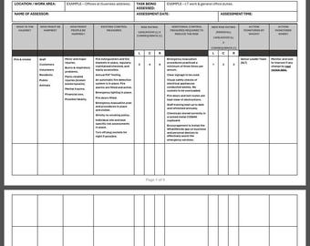 Editable Risk Assessment Template - Etsy UK