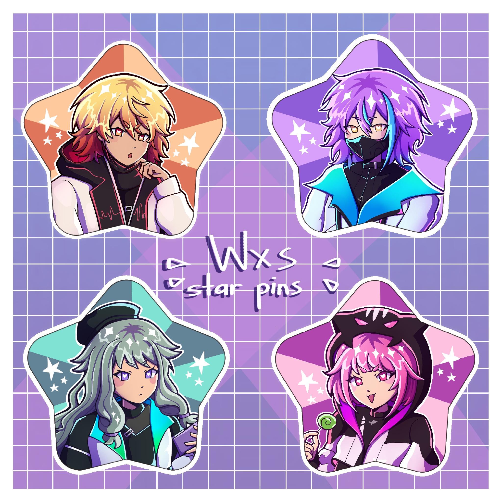 Project Sekai Wonderlands x Showtime Cyberpunk Pinback Star Buttons