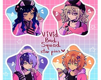 Project Sekai Vivid Bad Squad Pinback Star Buttons