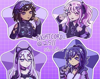 Project Sekai Nightcord at 25:00 Pinback Star Buttons