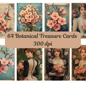Vintage Botanical Wildflower ATC Cards, Printable Floral Ephemera, Nature Junk Journal, Digital Trading Cards