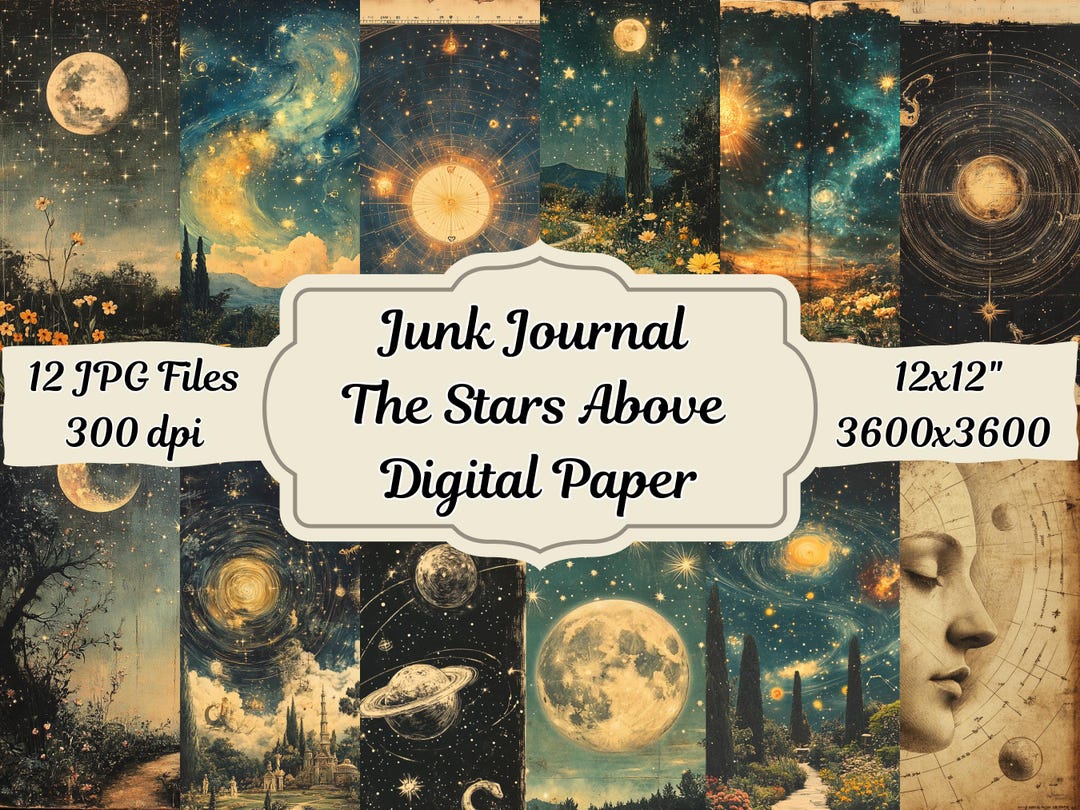 Celestial Junk Journal Digital Paper JPG Galaxy Images Scrapbooking ...