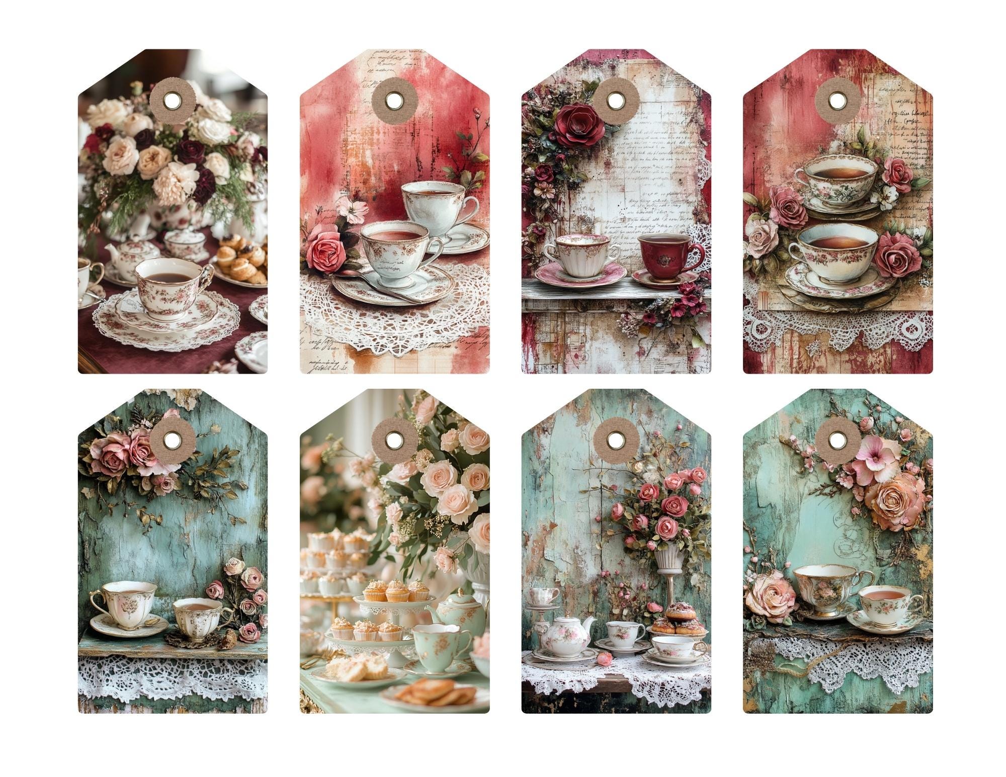 Victorian Tea Party Tags 24 Printable JPG Ephemera ATC Vintage Digital ...