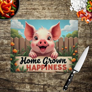 Pig PNG Happy Pig Clipart for Cutting Board Design, Farm Animal Sublimation Digital Download, Home Grown Happiness Pig Design