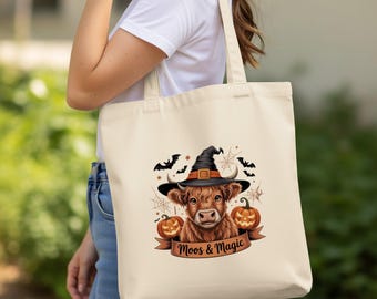 Halloween Highland Cow Digital, Witch Cow PNG, Cute Cow Art, Digital Download PNG, Spooky Season Art, Halloween Animals, Moos Magic