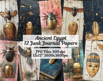 Ancient Egypt Digital Paper: Hieroglyphics, Scrapbook, Cardmaking (JPG Images)
